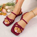 new arrival: plus-size, elegant, and comfortable women's flat sandals with decorative straps – wholesale fashion for cross-border e-commerce