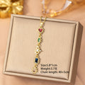 X-8373 gold-colored zirconia eye necklace [titanium steel chain, copper inlaid zirconia pendant]