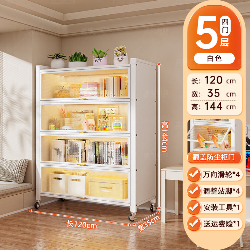 Steel dust-proof bookcase crevice bookshelf living room vertical cabinet with door locker bedroom narrow cabinet floor storage cabinet