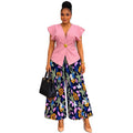 European and american cross-border women's fashion:  summer new arrival - elegant solid color asymmetrical vest top and pleated wide-leg pants set