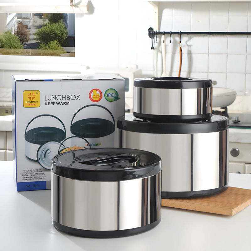 stainless steel insulated lunch box set - 3 piece portable thermal food container student meal box gift set
