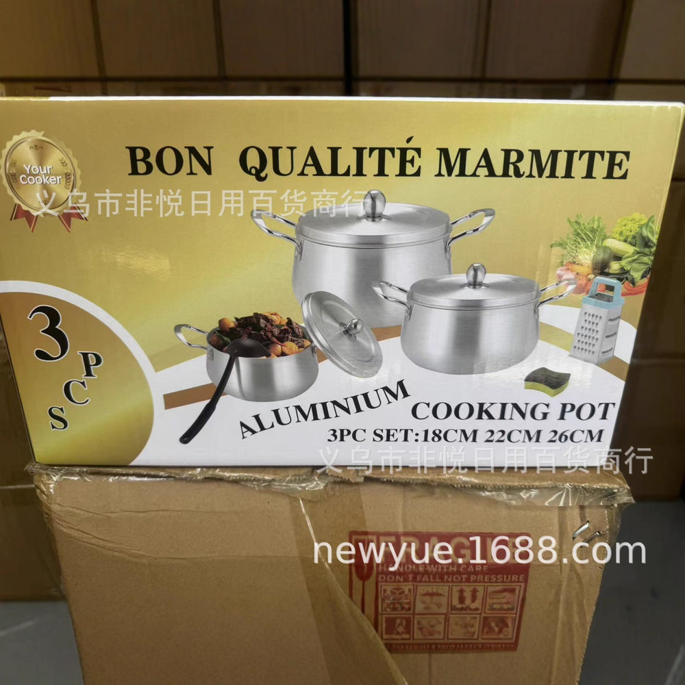 Factory direct sales cross aluminumpot environment aluminum pot for home pot multi-functional aluminum pot kitchen commercial aluminum pot 3-piece set