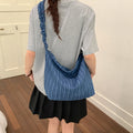 2026new arrivaltrendy denim stripes shoulder bag underarm bag large capacity fashionsatchel bag tote bag women's bag