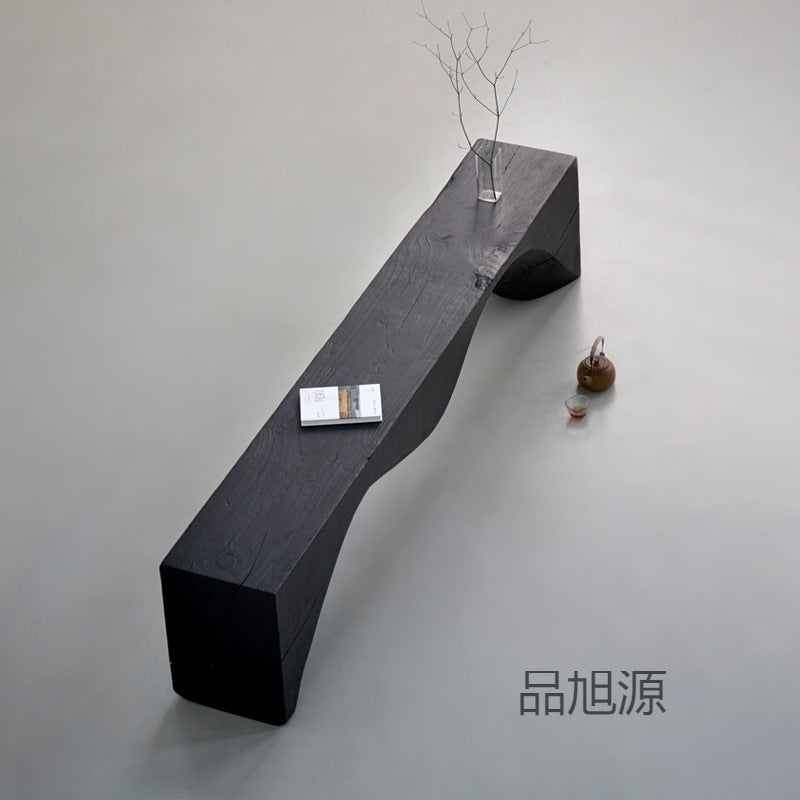 B & B Wabi Sansi wind carbonized solid wood bench medieval home leisure log bench clothing store shoe stool wholesale