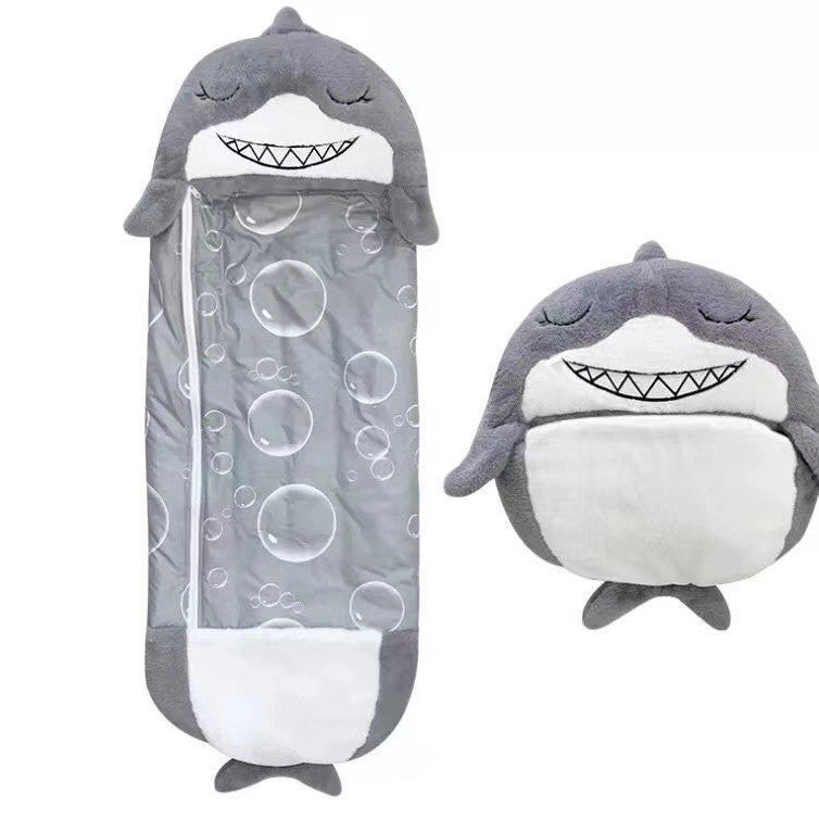 Cartoon kids' sleeping bag, children's sleeping bag with animal pillow, foldable anti-kick quilt kids' sleeping bag
