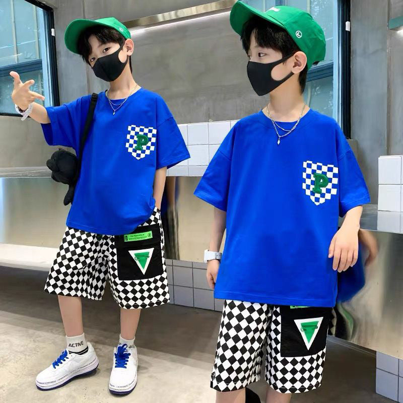 Boys' summer outfit set  new style: stylish and trendy summer streetwear for older boys and young men - cool and edgy short-sleeve clothing