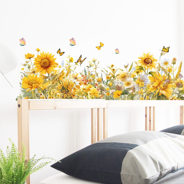 Cross-border  sunflower decoration home background wall self-adhesive home bedroom DIY self-adhesive corner line decorative sticker