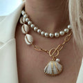 Wholesale seashell necklaces - european & american style, versatile beach & vacation jewelry, unique design, mixed stone & chain, choker necklace