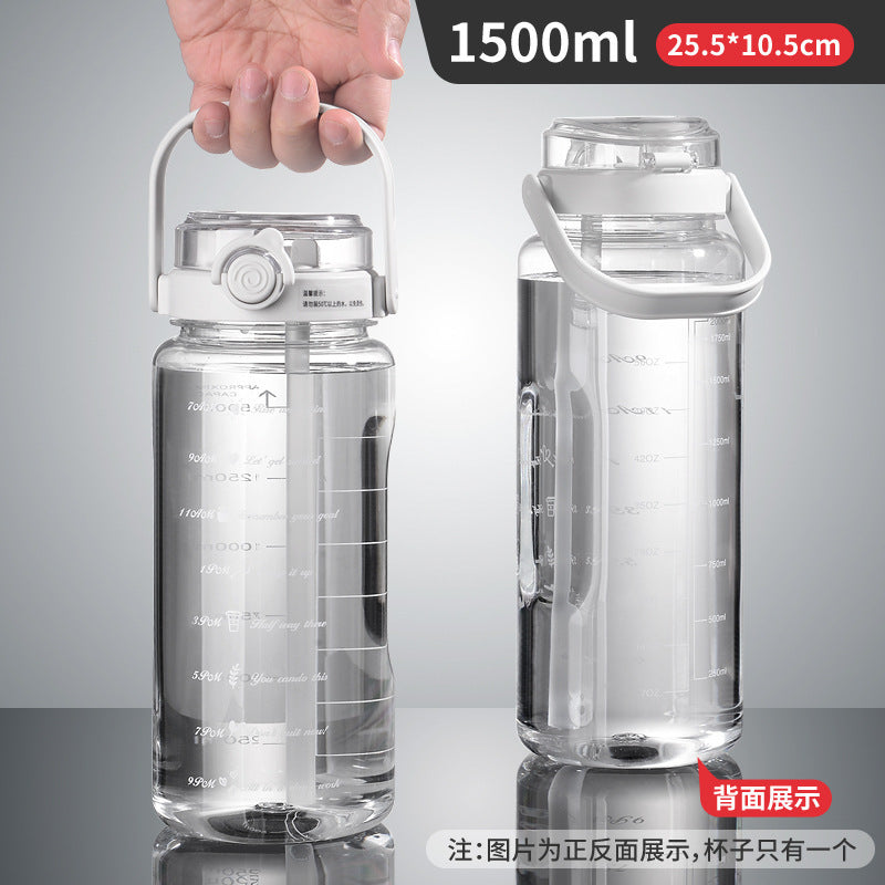 Summer new arrival: large capacity sports water bottle - high temperature resistant, dual-drink spout, drop-proof, portable fitness bottle, stylish plastic cup