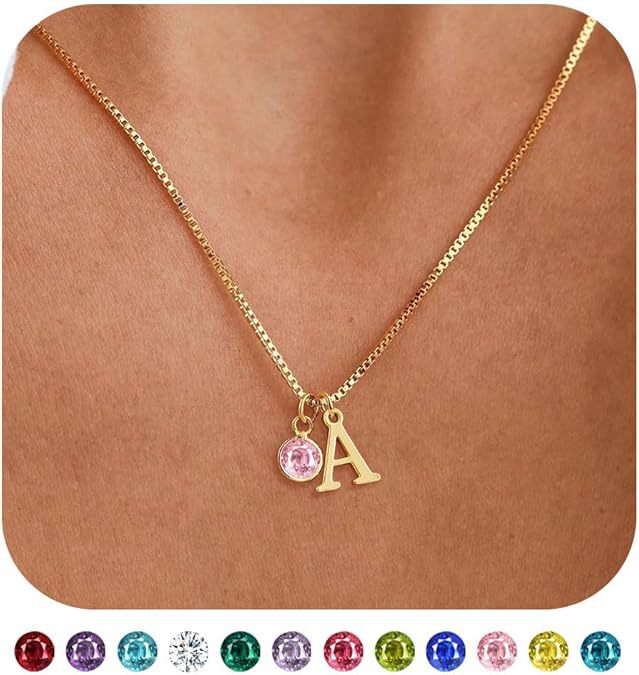 new arrival women's initial birthstone necklace fashion 14k gold-plated letter casualeasiest for match clavicle chain