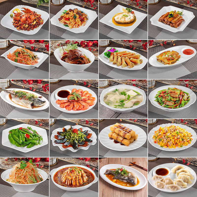 High-end ceramic pure cabbage plate, special-shaped asymmetrical cold dish plate, stir-fry plate, tableware for restaurants and hotels