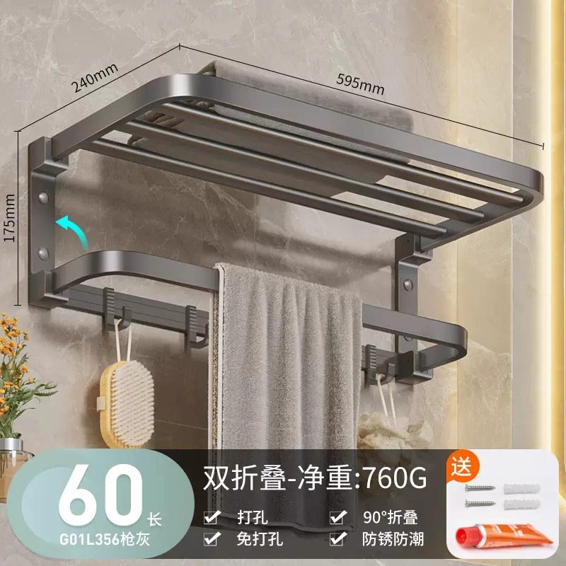 Bathroom towel rack, punch-free bathroom storage rack, hardware bathroom hanging rack, wall-mounted bathroom towel rack