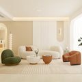 Three-seater sofa + shell chair + smiling chair + coffee table with large and small bowls, plus a free throw pillow