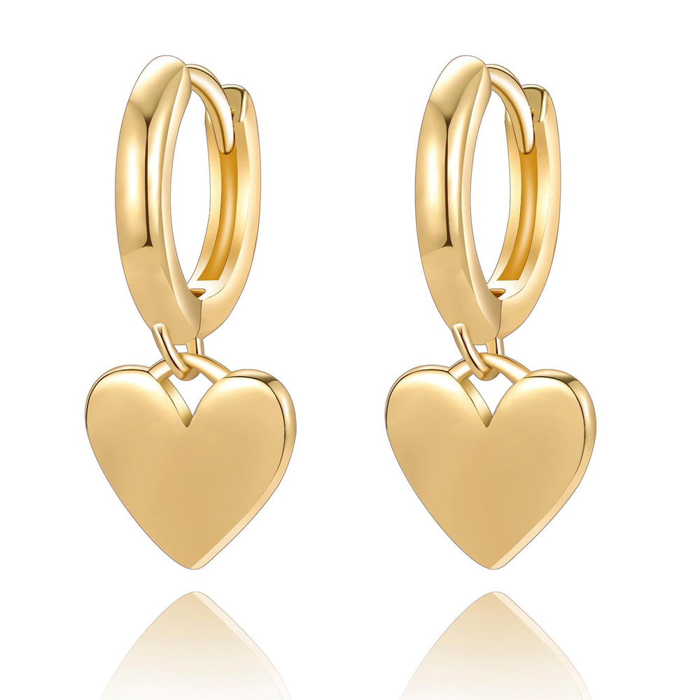 2024 fashionable and elegant 14k gold-plated heart pendant earrings - minimalist, everyday, and versatile copper-plated metal earrings