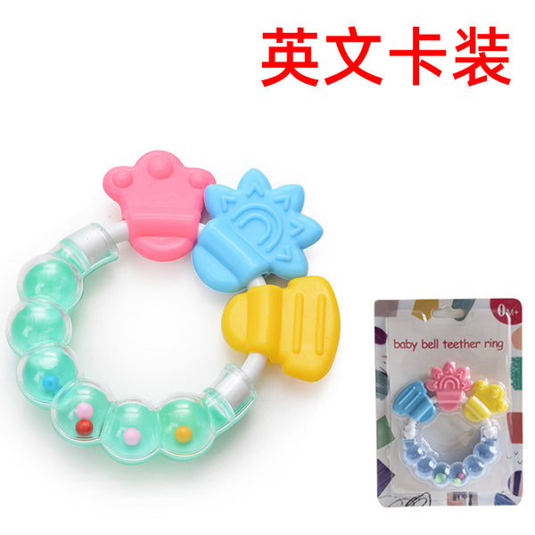 English Card Baby Toothpaste Bite Music Baby Silicone Toothpaste Teeth Grinding Fixer with Rattle Sound Toothpaste