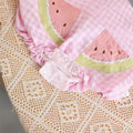 Baby girl summer cute sweet watermelon sleeveless white pink plaid triangle romper outing jumpsuit