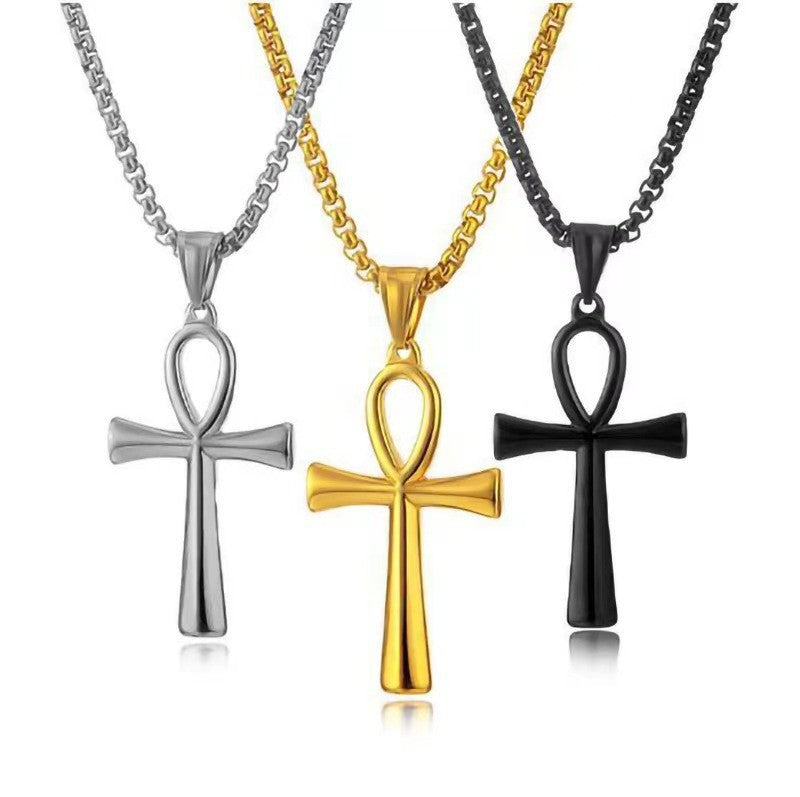 European and american minimalist unisex metal cross pendant necklace - stylish and versatile statement jewelry