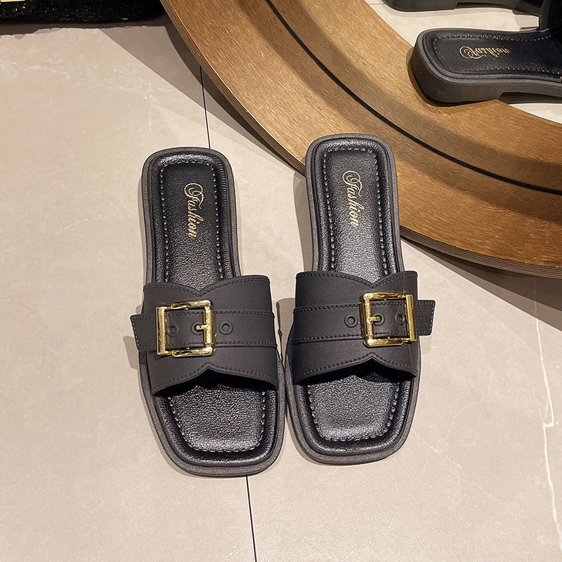 Fashiontrendyeasiest for match one-line flats beach popular slippers home sandals and slippers women's korean style seaside flats shoes