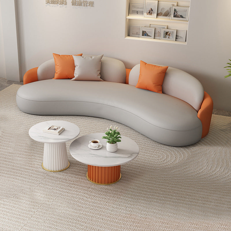 new luxury arc-shaped cat-scratch leather sofa set - ideal for clothing stores, beauty salons, lounges, and reception areas
