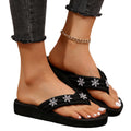 plus size flower flip-flops women's summer ins style rhinestone sandals thick solenon-slipoutwear beach shoes for women