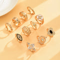 European and american cross-border retro geometric heart ring - women's unique, light luxury, high-end diamond-studded devil's eye ring accessories