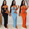C7760 cross-border    new women's sexy tube top nightclub party hip cover dress