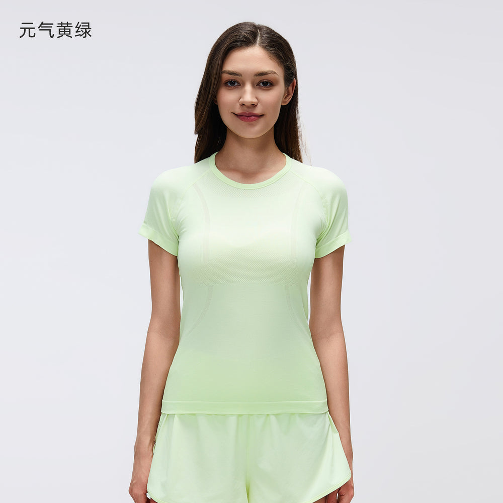 Spring/summer new women's short-sleeve crew neck sports t-shirt - running, fitness, slim-fit, breathable yoga top - s2067