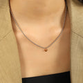 High-end fashion minimalist design titanium steel 18k gold plated necklace, luxury heart clavicle chain, vintage peach heart chain