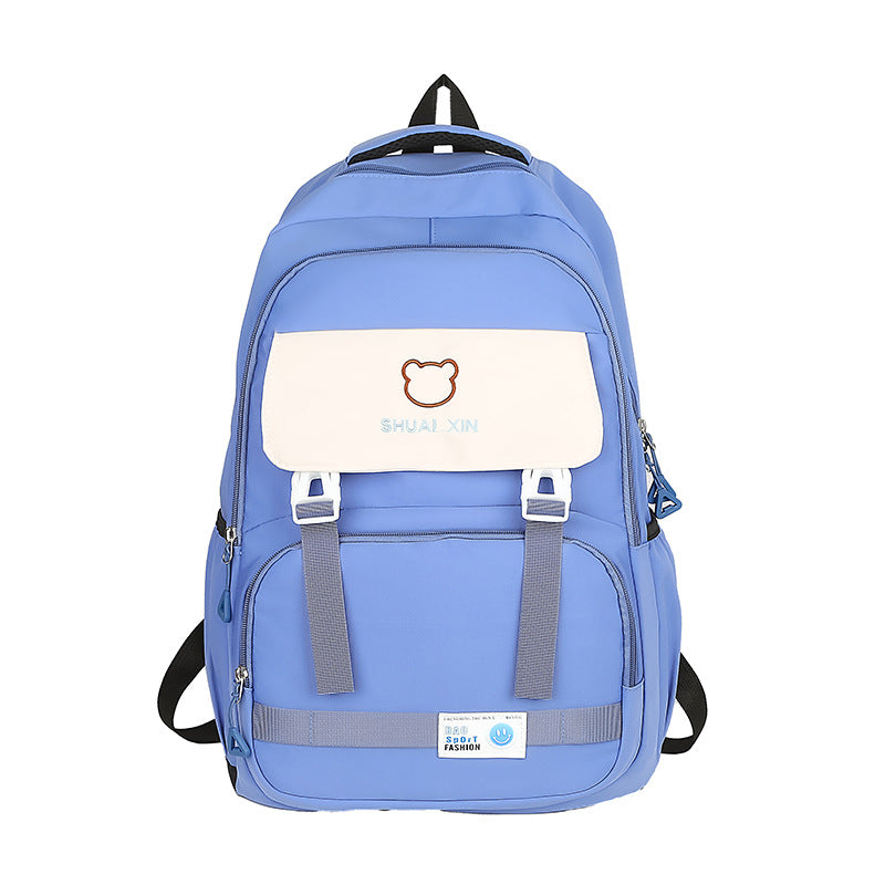 Small fresh new contrasting color female Korean version backpack casual large capacity primary and secondary school student schoolbag simple travel backpack