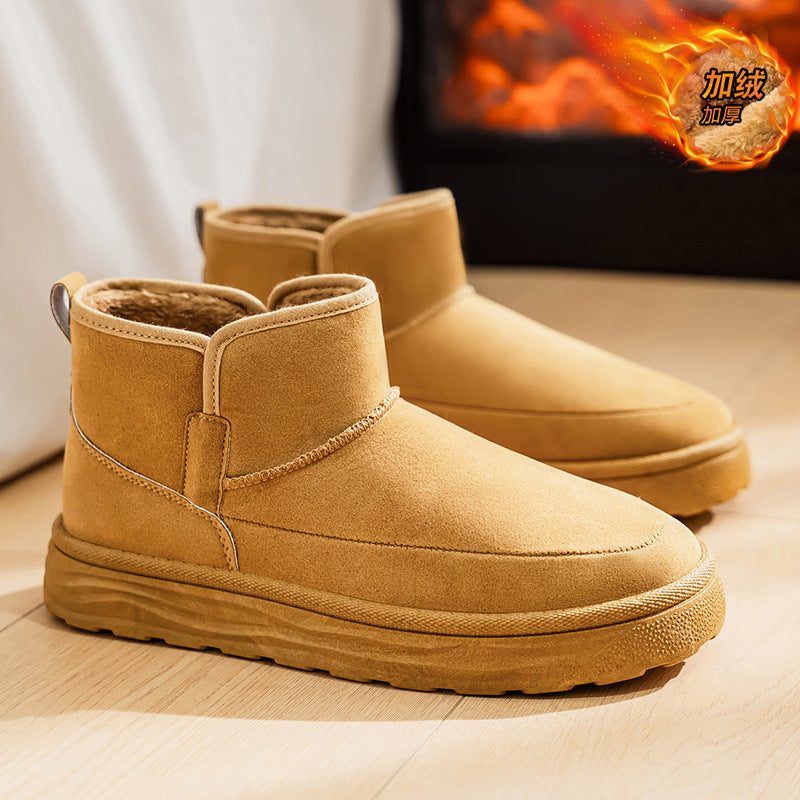 Northeastern snow boots for men winterfleece-linedheattech large cotton shoes for men fur all-in-one cold-proof bread shoes non-slipwaterproof