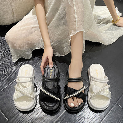 2025 new korean style platform slides - women's summer everyday versatile anti-slip & anti-odor comfort slippers