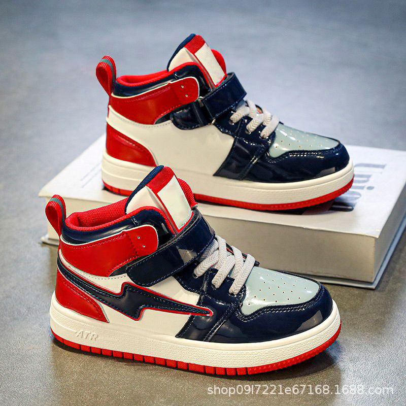 Boys' shoes spring and autumn 2025 new children's sports shoes breathable leather surface girls fashion board shoes trendy and lightweight