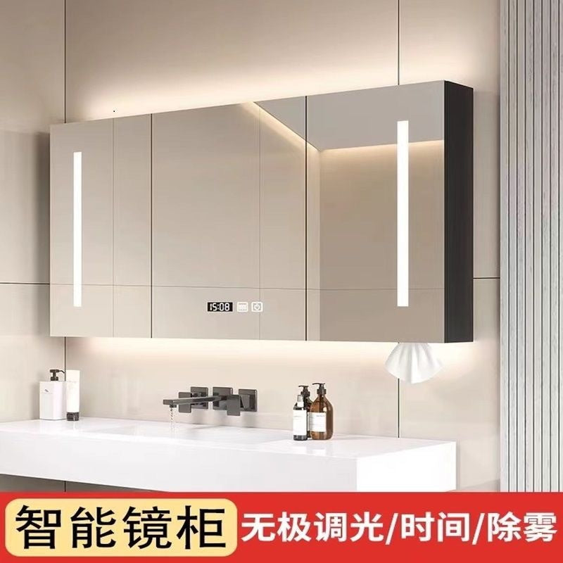 Smart bathroom mirror cabinet, separate wall-mounted bathroom, mirror bathroom, integrated locker with lamp, defogging and storage