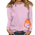 cross-border new women's round neck long sleeve solid color fleece-lined base layer top
