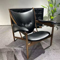 Scandinavian solid wood italian master chair casual leather single sofa chair wabi-sabi designer medieval casual chair