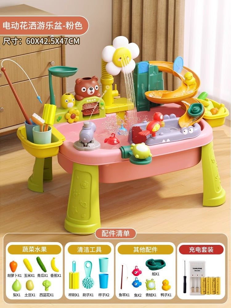 New summer water toys for kids: multifunctional water park with fishing pool, electric faucet, dishwasher, and magnetic features