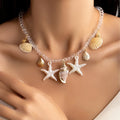 Wholesale seashell necklaces - european & american style cross-border jewelry - women's starfish beaded unique & high-end sweater necklace/collarbone chain