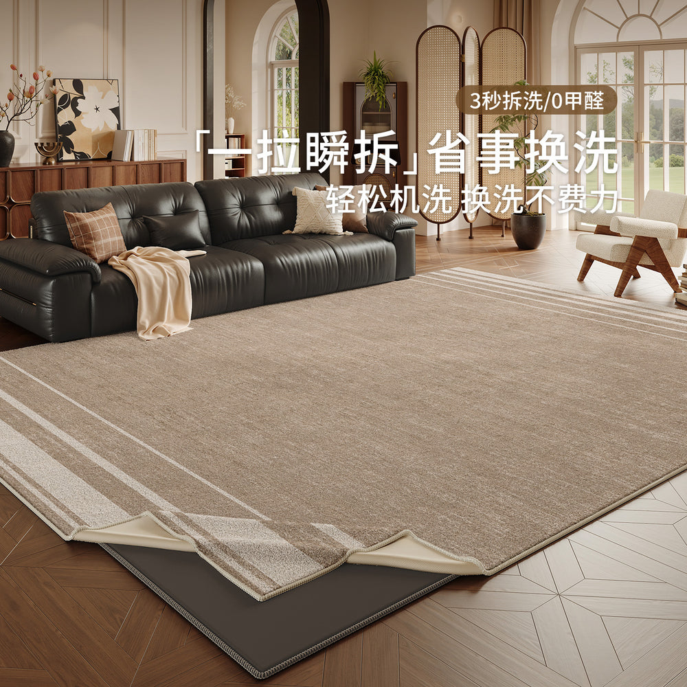 Removable and washable carpet, living room, medieval style bedroom, large area carpet, double layer, machine washable, stain-resistant, soundproof floor mat