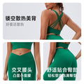 eco-friendly fabric sports bra running compression fitness tank top high-waisted leggings with padded bra and back support yoga set