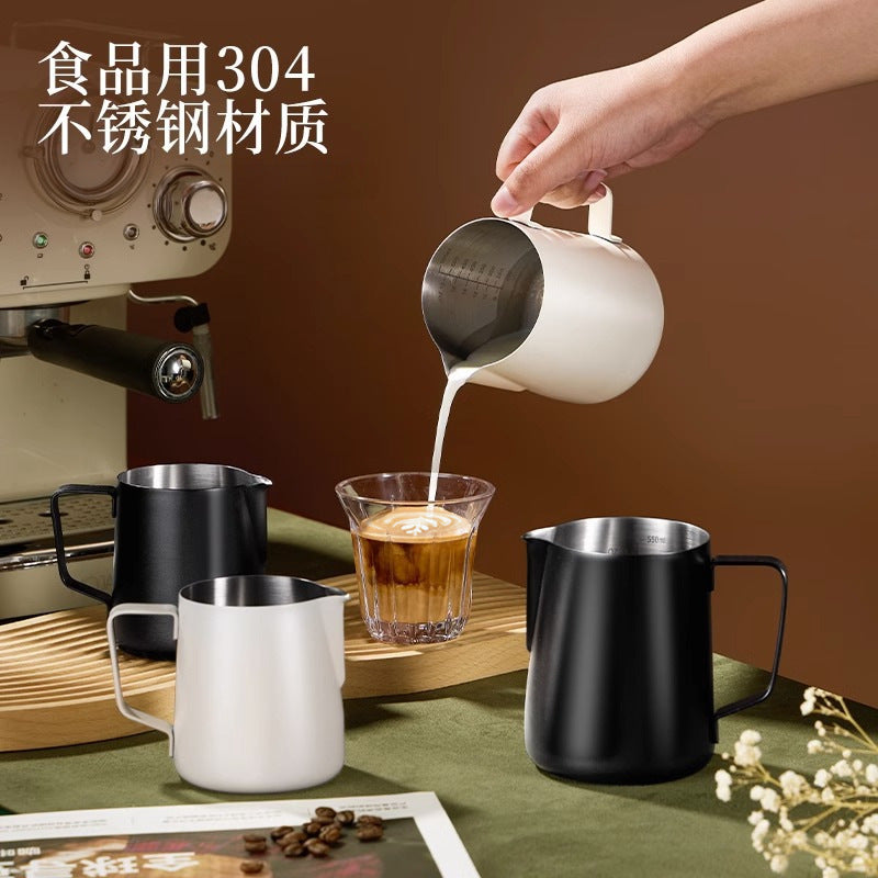304 stainless steel tip latte art cup with scale italian latte art cylinder milk frother coffee utensils milk jug milk foam