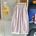 【100% cotton】summer lightweight breathable cool casual versatile belted scimitar casual pants 2614