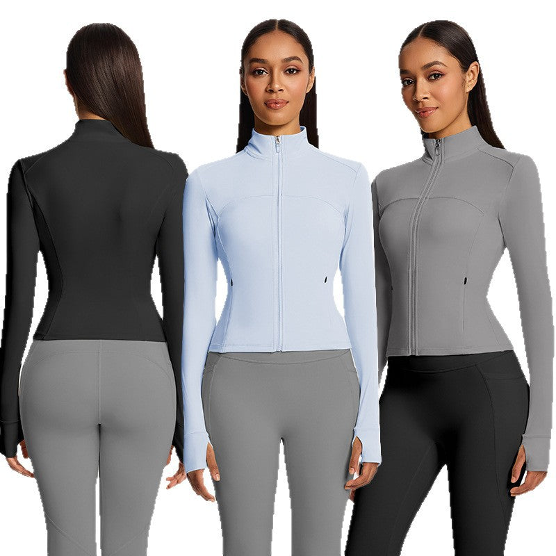 Fall and winternew arrival yoga sports jacket silmoutwear tight sports tops training running fitness clothing outwear women