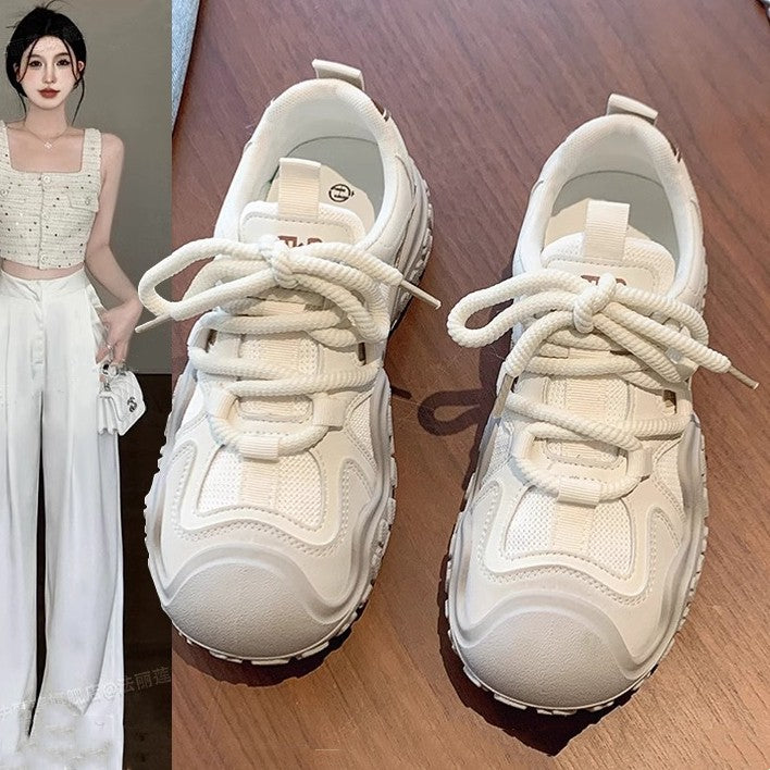 Women's sneakers: 2025 new spring/summer hot styles - chunky sole, versatile white sneakers, soft sole, lightweight running & casual shoes