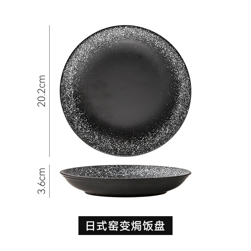 Japanese-style creative ceramic tableware set - includes breakfast bowls, ramen bowls, and retro ceramic fruit/salad bowls