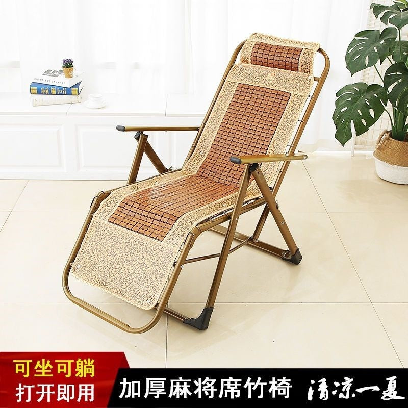 Recliner nap foldable bed lazy plastic beach chair casual bamboo chair balcony for home lunch break beach foldable chair