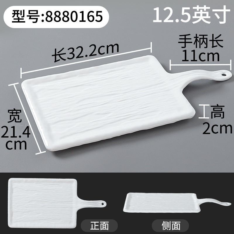 Xiangyuanmei melamine tableware white plate rectangular commercial catering beef plate plastic dinner plate hot pot mutton plate