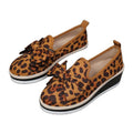 fashionplus size leopard print loafers spring & fallnew arrival round toe bowsfashioncasualthick sole women's flats