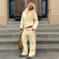 fashion cross-border women's hooded sweatshirt suit embroidered letters loose sports two-piece set