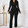 Women's elegant top paired with bold, oversized cartoon-print pants, contrasting with vibrant, color-blocked trousers