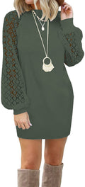 foreign trade   european and american new women's patchwork lace long sleeve knit dress